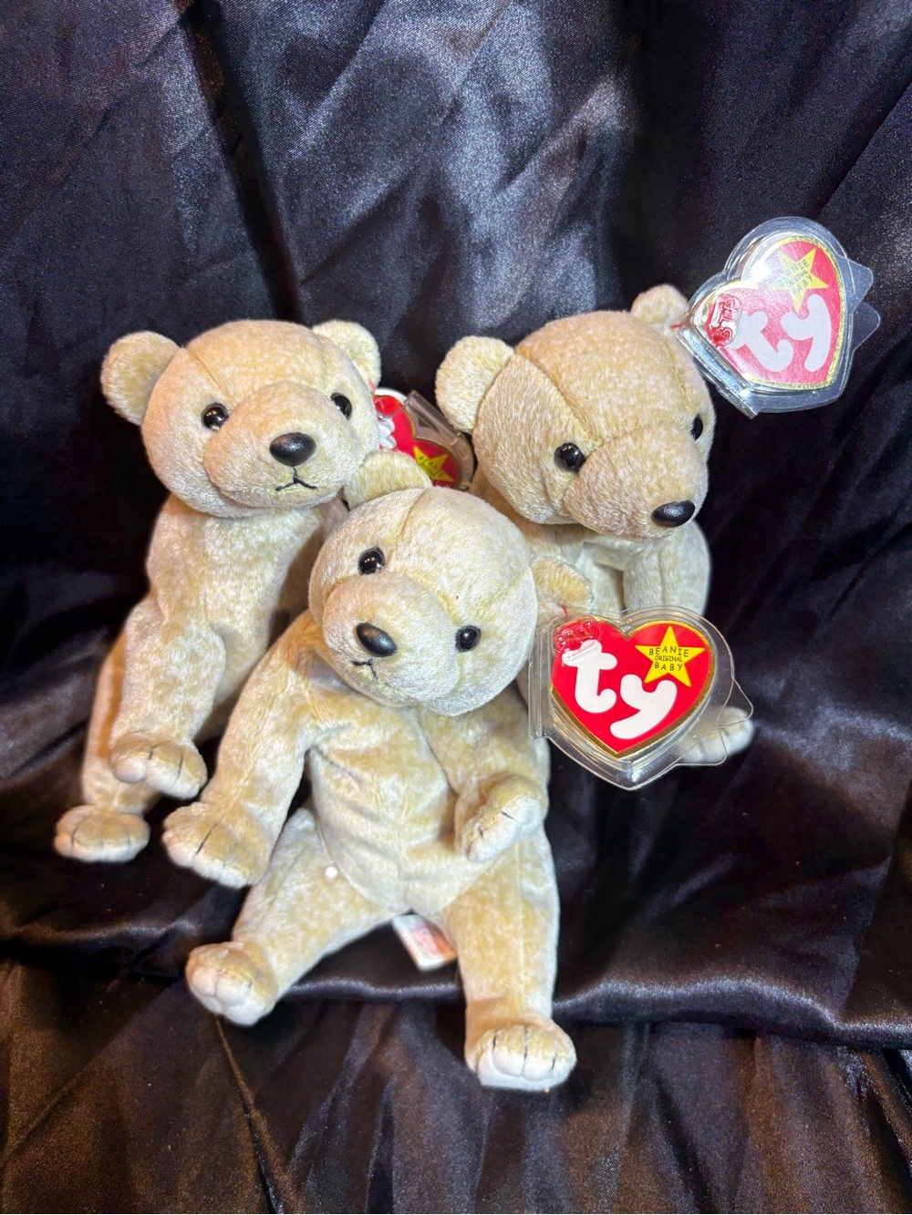 Ty Beanie Babies Almond the Bear 1999 Lot of 3 Retired Tags